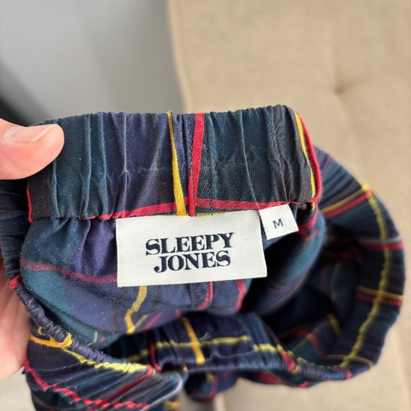 Sleepy Jones Marina Pajama Set in Holiday Navy Plaid - Size Medium - Picture 2 of 10